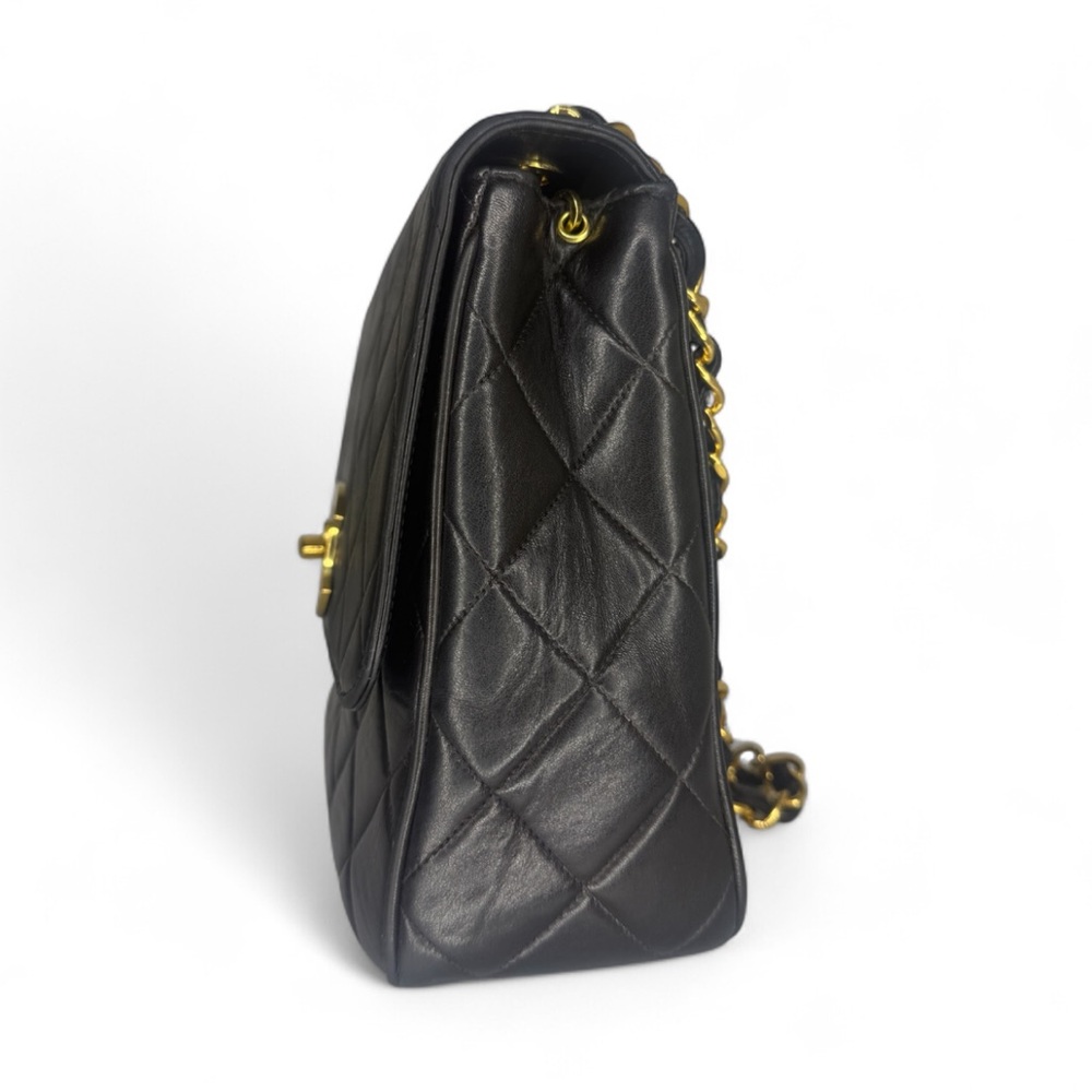 CHANEL Black Quilted Flap 24K Gold CC Logo Leather Shoulder Bag - Picture 3 of 12